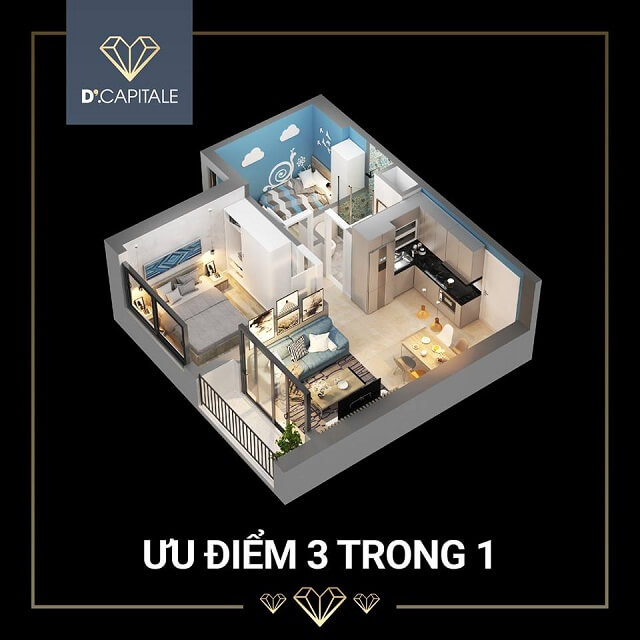 Căn hộ SOHO là sự kết hợp linh hoạt giữa không gian căn hộ và chức năng văn phòng.