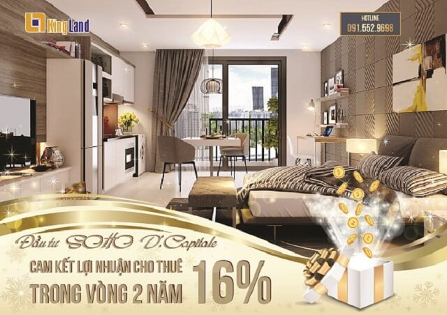 Cam kết lợi nhuận lên đến 16% trong 2 năm cho khách hàng mua căn hộ SOHO để đầu tư