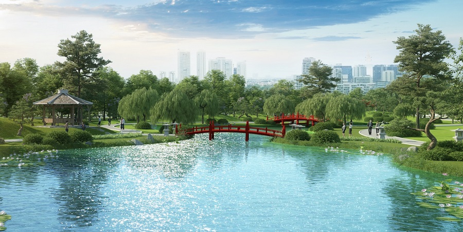 Vườn Nhật & khu picnic – tiện ích đẳng cấp nằm trong tổng thể Đại đô thị Vinhomes Smart City – hình ảnh mang tính minh họa.